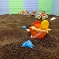 Sand pool and toy reading area